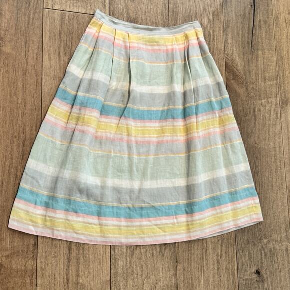 Vintage Linen Silk Skirt‎ Set Women XS Pastel Stripe Anne Crimmins Umi Coastal - Picture 14 of 15